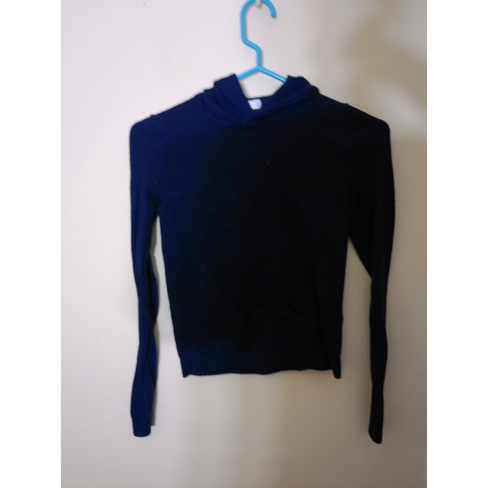 Tna Hooded Sweater Women XS Navy Blue Knit Cowl Neck Minimalist Aritzia Costal